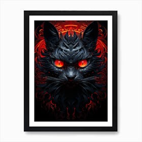 Black Cat With Red Eyes Art Print