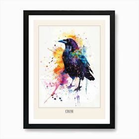 Crow Colourful Watercolour 3 Poster Art Print