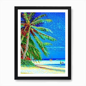 Punta Cana Dominican Republic Pointillism Style Tropical Destination Art Print