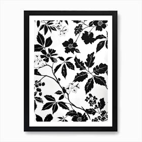 Great Japan Hokusai Monochrome Flowers 134 Art Print