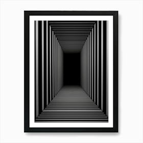 Black And White Striped Tunnel Art Print