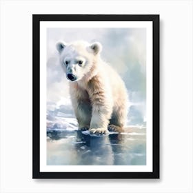 Polar Bear Cube Watercolor Art Print