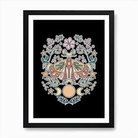 Magical Moon Moth | Black Art Print