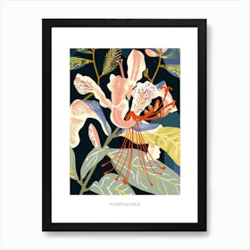 Colourful Flower Illustration Poster Honeysuckle 2 Art Print