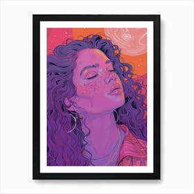 Girl With Curly Hair Art Print