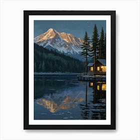 Cabin On The Lake Art Print