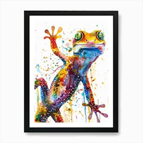 Gecko Colourful Watercolour 1 Art Print