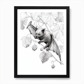 Fruit Bat Drawing 1 Art Print