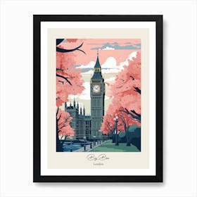 Big Ben, London   Cute Botanical Illustration Travel 10 Poster Art Print