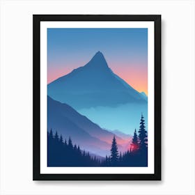 Misty Mountains Vertical Composition In Blue Tone 54 Art Print