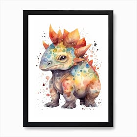 Pachyrhinosaurus Cute Dinosaur Watercolour 4 Art Print