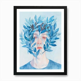 Blue Leaves 35 Art Print