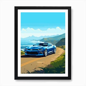 A Chevrolet Camaro In The Pacific Coast Highway Car Illustration 3 Art Print