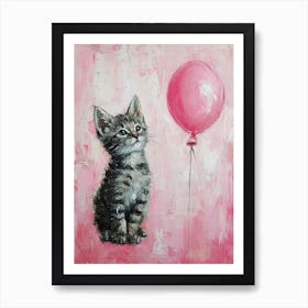 Cute Cat 4 With Balloon Art Print
