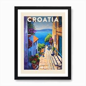 Korcula Croatia 4 Fauvist Painting  Travel Poster Art Print