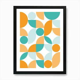 Mid Century Modern Abstract 26 Teal, Aqua, Orange Art Print