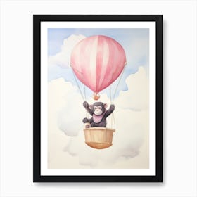 Baby Bonobo In A Hot Air Balloon Art Print