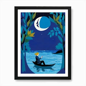 Watching the moon on the river Art Print