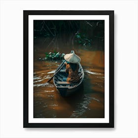 Asian Woman In A Boat Art Print