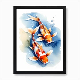 Koi Fish Watercolor Painting (22) Art Print