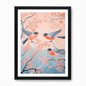 Vintage Japanese Inspired Bird Print European Robin 2 Art Print