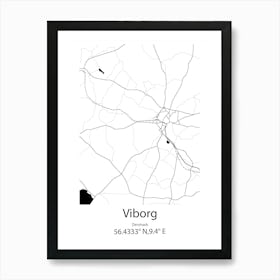 Viborg,Denmark Minimalist Map Art Print