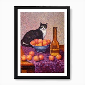 Lilac With A Cat 3 Pointillism Style Art Print