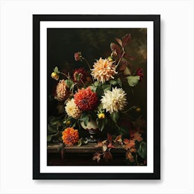 Baroque Floral Still Life Dahlia 4 Art Print