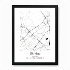 Elkridge,United States Minimalist Map Art Print