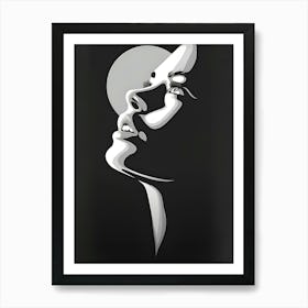 Face Woman black and White drawing Art Print