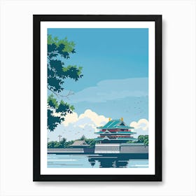 Tokyo Imperial Palace 2 Colourful Illustration Art Print
