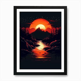 Sunset Over The River Art Print