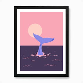 Whale Tail at sunset Art Print