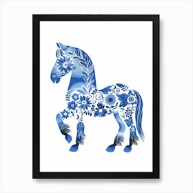 Blue And White Horse Art Print