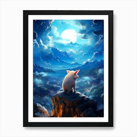 Pig In The Moonlight 1 Art Print