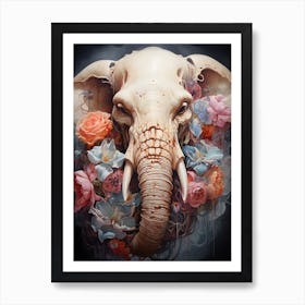 Elephant With Flowers 2 Art Print