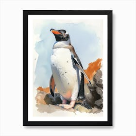 Humboldt Penguin Deception Island Watercolour Painting 1 Art Print