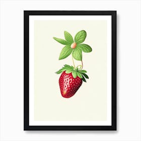 Strawberry Plant,, Fruit, Marker Art Illustration 1 Art Print