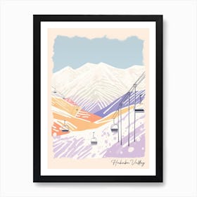 Poster Of Hakuba Valley   Nagano, Japan, Ski Resort Pastel Colours Illustration 0 Art Print