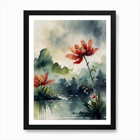 Lotus Flower Painting 6 Art Print