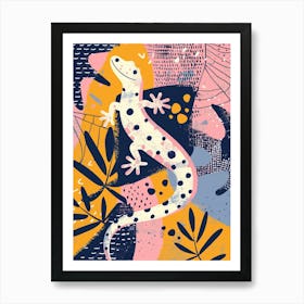 Golden Gecko Abstract Modern Illustration 3 Art Print
