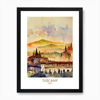 Tuscany Watercolour Travel Art Print