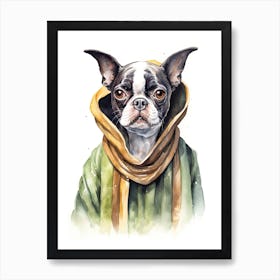 Boston Terrier Dog As A Jedi 3 Art Print