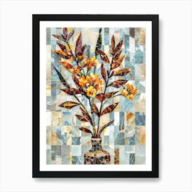 Mosaic Flowers In A Vase Art Print