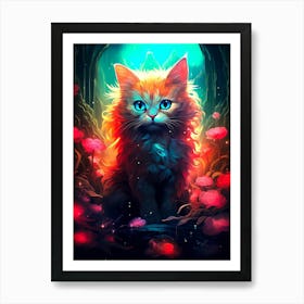 Cat In The Forest Art Print