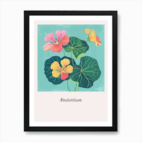 Nasturtium 1 Square Flower Illustration Poster Art Print