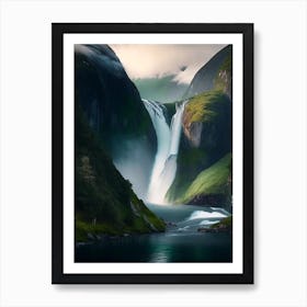 Nærøyfjord Waterfalls, Norway Realistic Photograph (2) Art Print