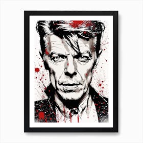 David Bowie Portrait Ink Painting (8) Art Print