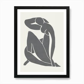 Inspired by Matisse - Gray Nude 02 Art Print