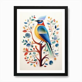 Scandinavian Bird Illustration Cedar Waxwing 3 Art Print